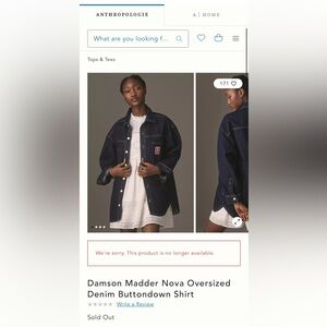 Damson Madder Nova oversized denim button down shirt